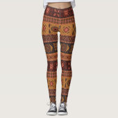 Moderne Terracotta Etnische Tribal Sierpatroon Leggings (Voorkant)