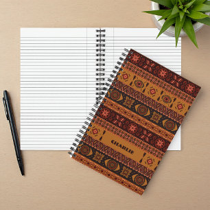 Moderne Terracotta Etnische Tribal Sierpatroon Notitieboek