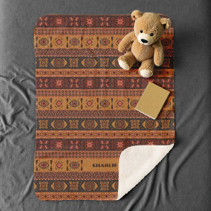 Moderne Terracotta Etnische Tribal Sierpatroon Sherpa Deken