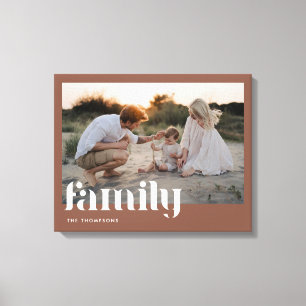 Moderne Terracotta Familienaam Aangepaste Foto Canvas Afdruk