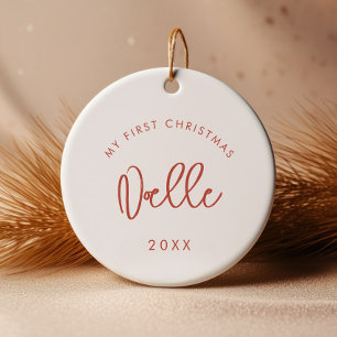Moderne Terracotta Font Baby Eerste Kerstfoto Keramisch Ornament