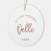 Moderne Terracotta Font Baby Eerste Kerstfoto Keramisch Ornament (Links)
