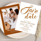 Moderne terracotta foto Boho Pampas gras bruiloft Save The Date