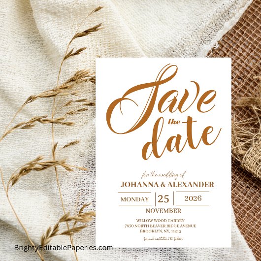 Moderne terracotta foto Boho Pampas gras bruiloft Save The Date