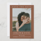 Moderne Terracotta Foto Save the Date Kaart (Voorkant)