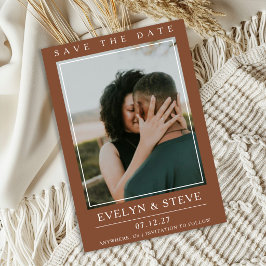 Moderne Terracotta Foto Save the Date Kaart