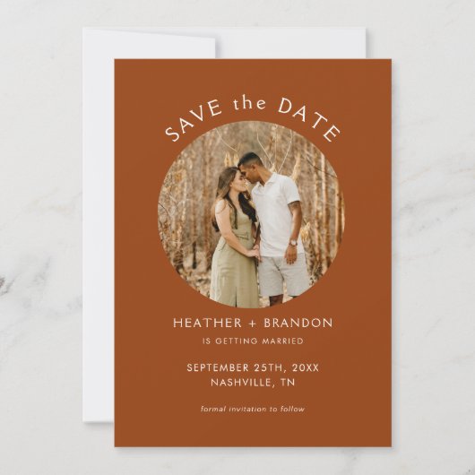 Moderne terracotta foto Save the Dates Uitnodiging (Voorkant)