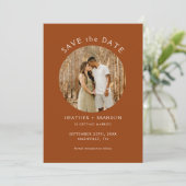 Moderne terracotta foto Save the Dates Uitnodiging (Staand voorkant)