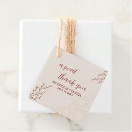 Moderne Terracotta Gebrande Oranje Boho Bruiloft Bedankjes Labels