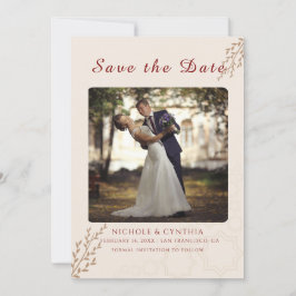 Moderne Terracotta Gebrande Oranje Boho Bruiloft Save The Date