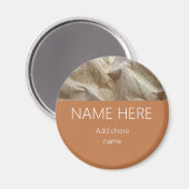 Moderne terracotta gekreukt papier naam Chore Magneet (Voorkant / Achterkant)