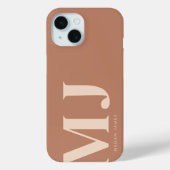 Moderne Terracotta Gepersonaliseerde Monogram Case-Mate iPhone Case (Achterkant)