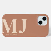 Moderne Terracotta Gepersonaliseerde Monogram Case-Mate iPhone Case (Achterkant (horizontaal))
