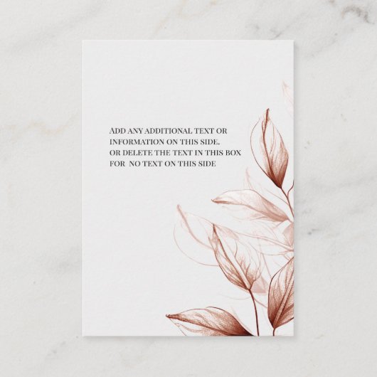 Moderne terracotta geschetst blad QR code website Informatiekaartje (Achterkant)