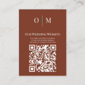 Moderne terracotta geschetst blad QR code website Informatiekaartje (Voorkant)