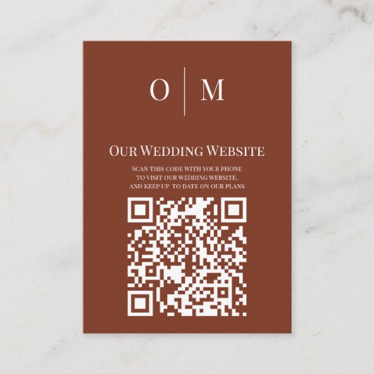 Moderne terracotta geschetst blad QR code website Informatiekaartje (Voorkant)