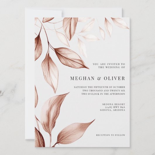 Moderne Terracotta Geschetste Bladerige Gebladerte Kaart (Voorkant)