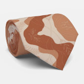 Moderne Terracotta Golf Aardetinten Abstract Stropdas (Opgerold)