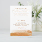 Moderne terracotta gouden folie Boho bruiloft deta Informatiekaartje (Staand voorkant)