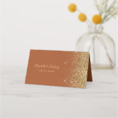 Moderne Terracotta Gouden Glitter bruiloft Plaatskaartje (Achterkant)