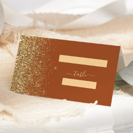 Moderne Terracotta Gouden Glitter bruiloft Plaatskaartje