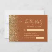 Moderne Terracotta Gouden Glitter RSVP Kaartje (Voorkant)
