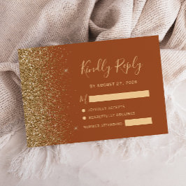 Moderne Terracotta Gouden Glitter RSVP Kaartje