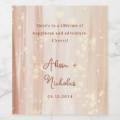 Moderne terracotta & gouden Waterverf bruiloft Wijn Etiket (Enkel label)