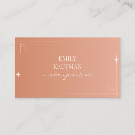 Moderne terracotta gradiënt make-up artiest visitekaartje (Voorkant)