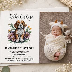 Moderne Terracotta Hondenwelp Babyfeestje Kaart