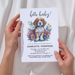 Moderne Terracotta Hondenwelp Babyfeestje Kaart