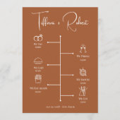 Moderne Terracotta Huwelijk Tijdlijn Iconen Programmakaart (Voorkant)