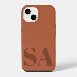 Moderne terracotta initiële minimale hedendaagse iPhone 14 hoesje