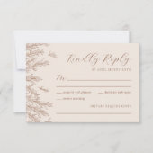 Moderne Terracotta Ivoor Minimal Leaves Wedding RSVP Kaartje (Voorkant)