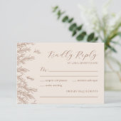 Moderne Terracotta Ivoor Minimal Leaves Wedding RSVP Kaartje (Staand voorkant)