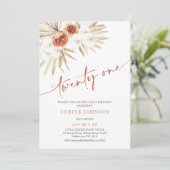 Moderne terracotta kalligrafie 21e verjaardag Invi Kaart (Staand voorkant)