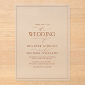 Moderne terracotta kalligrafie bruiloft acryl uitnodigingen (Voorkant)