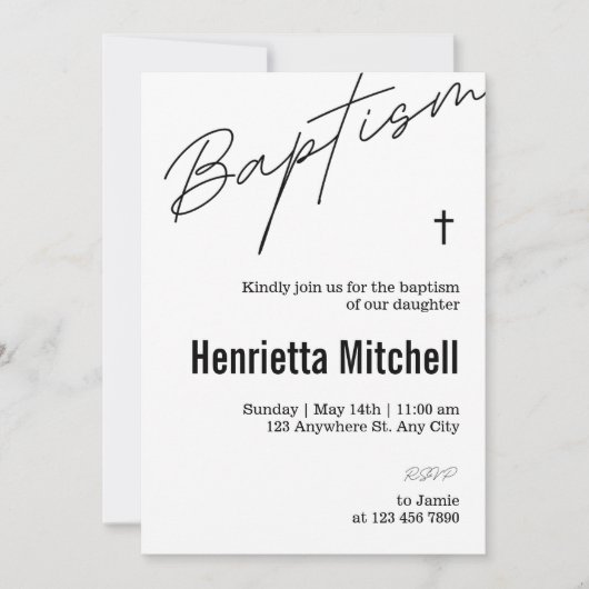 Moderne terracotta kalligrafie doop kaart (Voorkant)