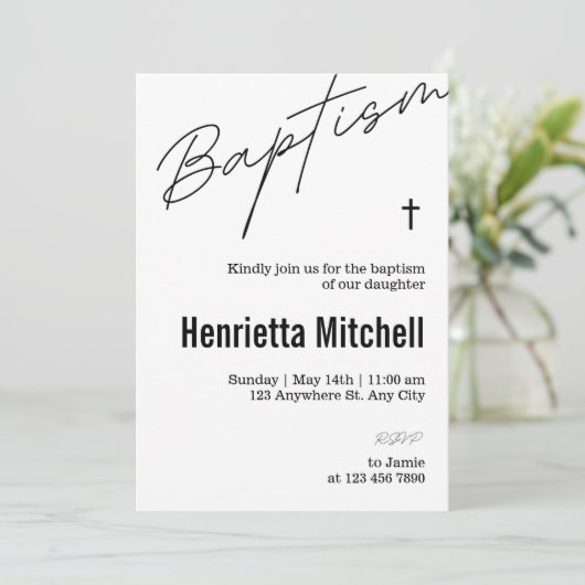 Moderne terracotta kalligrafie doop kaart (Staand voorkant)