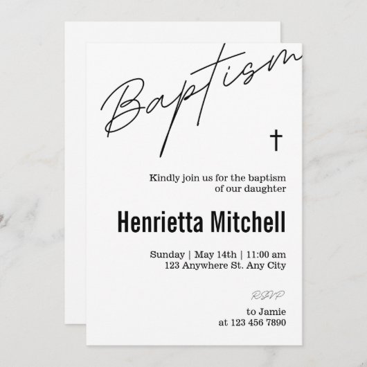 Moderne terracotta kalligrafie doop kaart (Voorkant / Achterkant)