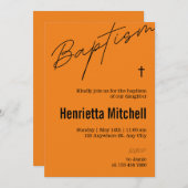 Moderne terracotta kalligrafie doop kaart (Voorkant / Achterkant)