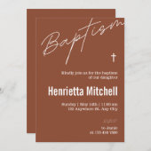 Moderne terracotta kalligrafie doop kaart (Voorkant / Achterkant)