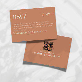 Moderne Terracotta Klassieke Trouw-RSVP en QR-code RSVP Kaartje