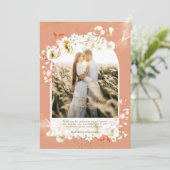 Moderne Terracotta Koraal Bloem Foto DANK JE WEL Bedankkaart (Staand voorkant)