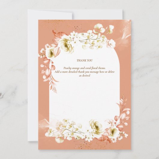 Moderne Terracotta Koraal Bloem Foto DANK JE WEL Bedankkaart (Achterkant)
