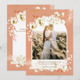 Moderne Terracotta Koraal Bloem Foto DANK JE WEL Bedankkaart