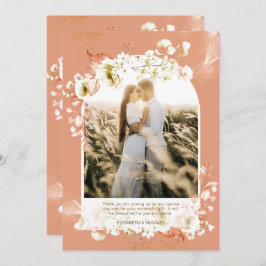 Moderne Terracotta Koraal Bloem Foto DANK JE WEL Bedankkaart