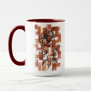 Moderne Terracotta Kwaststreken en Inkt Roos Twee- Mok