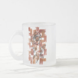 Moderne Terracotta Kwaststreken en Inkt Roos Vorst Matglas Koffiemok