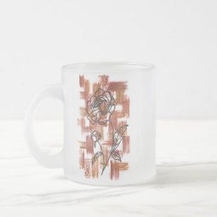 Moderne Terracotta Kwaststreken en Inkt Roos Vorst Matglas Koffiemok